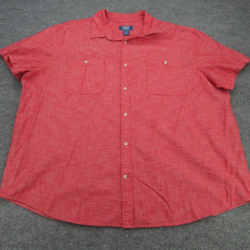 The Foundry Mens Shirt Regular Red Short Sleeve Button Front Pockets 3XL